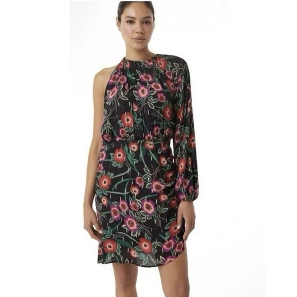 MISA Los Angeles XS Hot Notta Mini One Sleeve Dress one Sleeve Floral Lurex